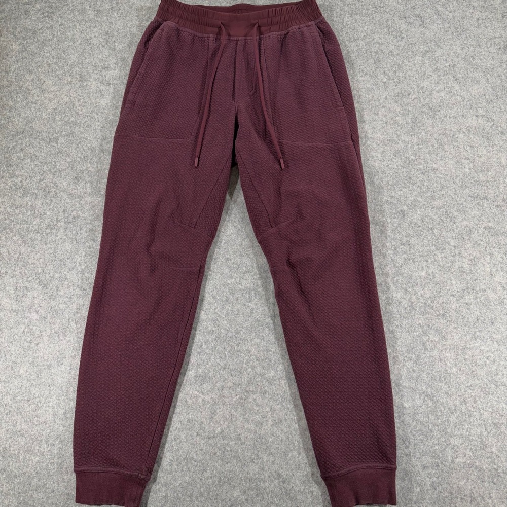 Size Small Lululemon Mens At Ease Jogger Textured Pants Burgundy‎ Wine Red Large
